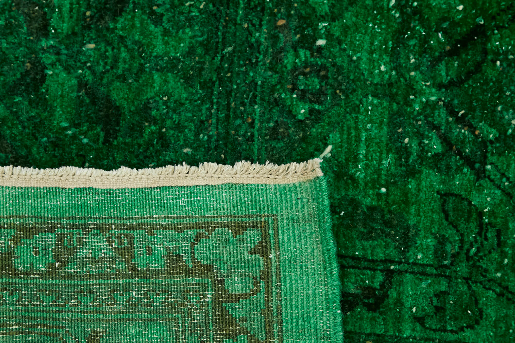 Hand-knotted persian rug 1970s 192 cm x 262 cm green wool carpet