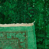 Hand-knotted persian rug 1970s 192 cm x 262 cm green wool carpet