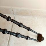 18th century fireplace tongs in wrought iron