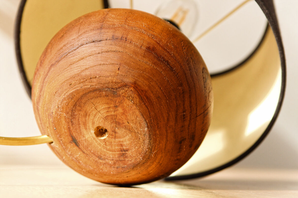 Wooden bedside lamp, ball foot
