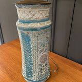 Ceramic lamp unique piece Danuta Le Henaff Larmor mid 20th floral