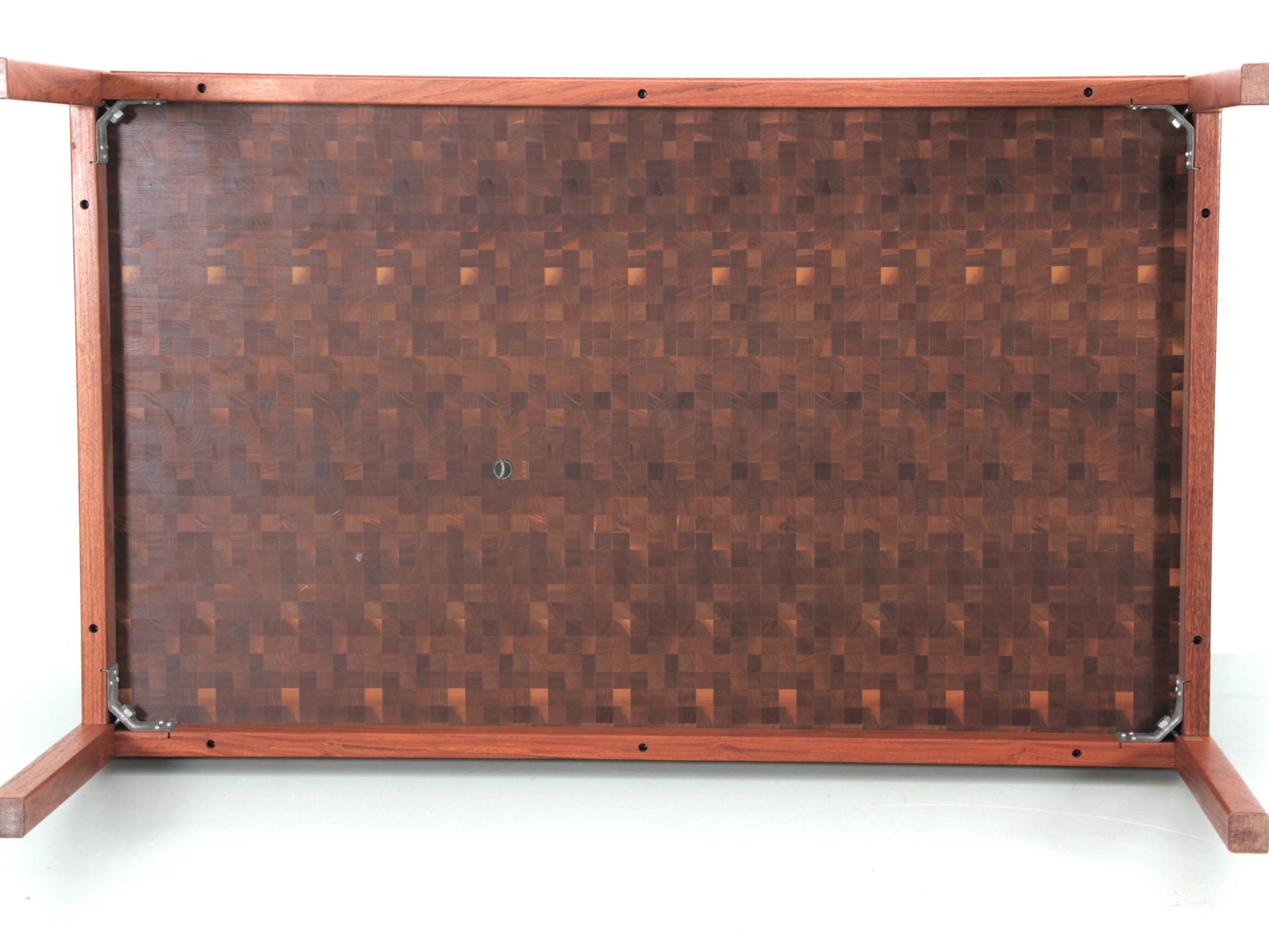 Large Scandinavian coffee table in standing wood marquetry