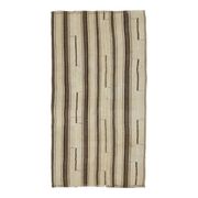Vintage Turkish Hand-Knotted Wool Cotton Brown Kilim Runner Rug 110x213