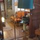 Golden brass reading floor lamp