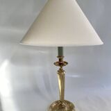 Lampe laiton, câble tissu 2M , abat-jour coton