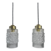 Paire d’anciennes suspensions en verre vintage
