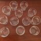 Set of 12 glasses decorations relief white and golden edging - vintage