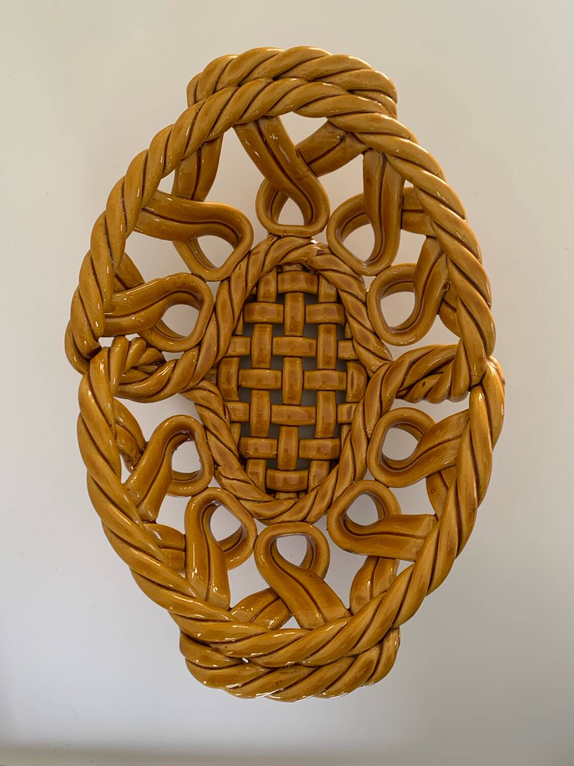 Woven ceramic basket