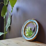 Blue and gold ceramic mirror