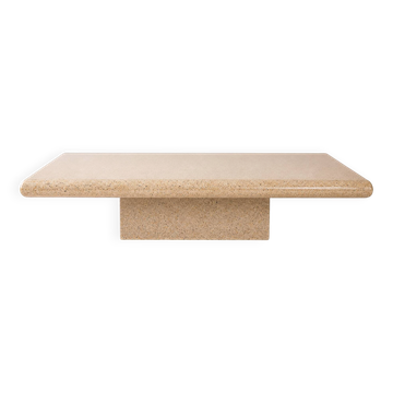 Jean Claude Mahey coffee table in speckled resin and wood, 1970s.