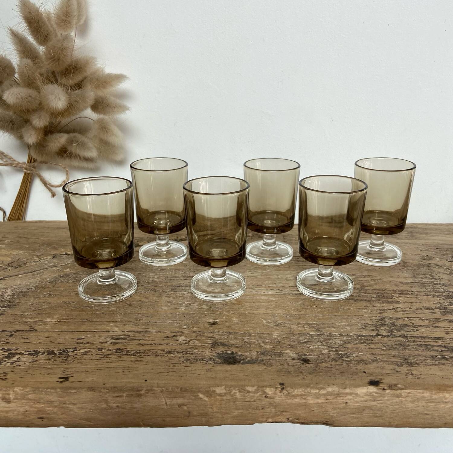 6 smoked liqueur glasses luminarc france