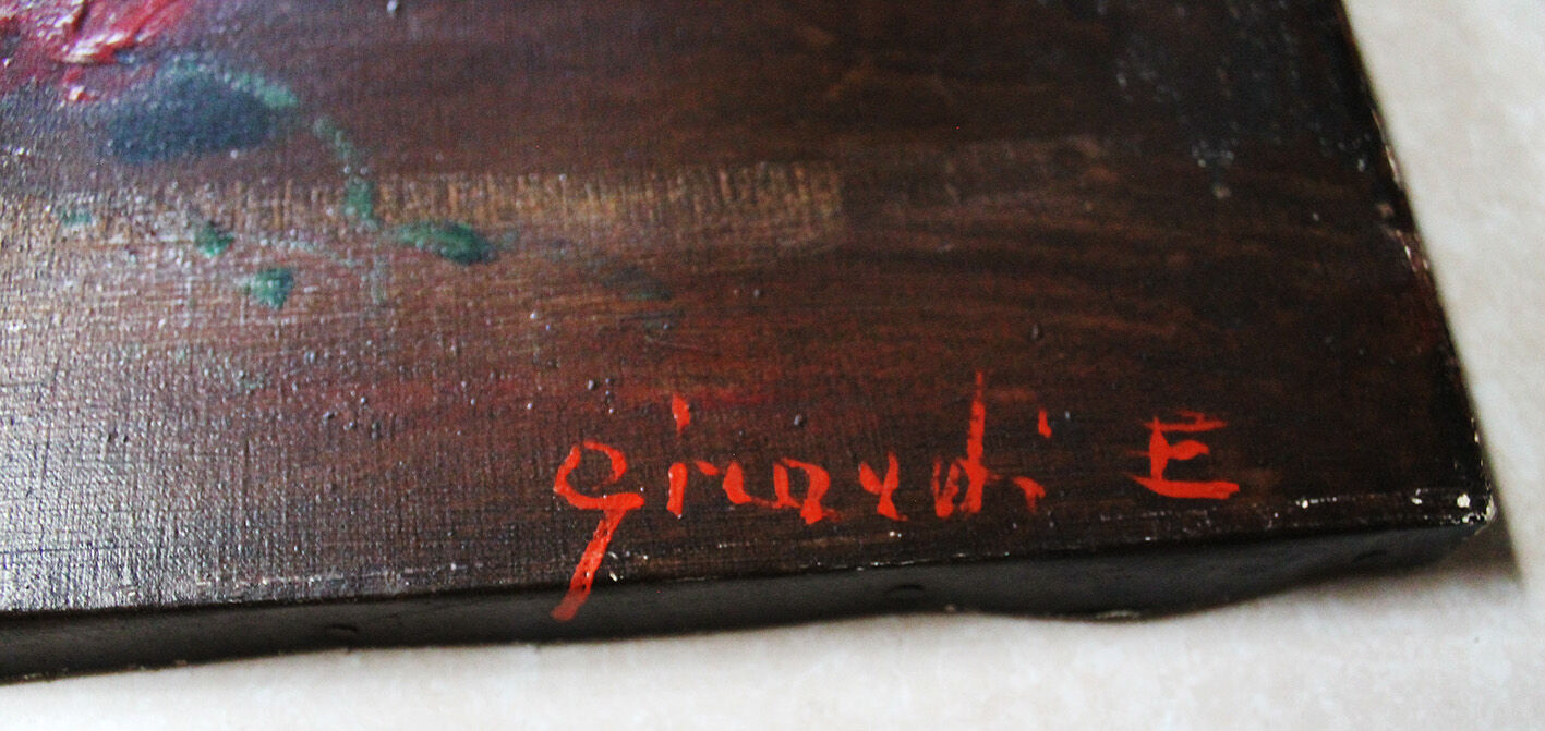 Painting bouquet old oil on canvas