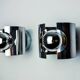 Pair of tubular space age wall lights, chromed metal, Italy, 1970