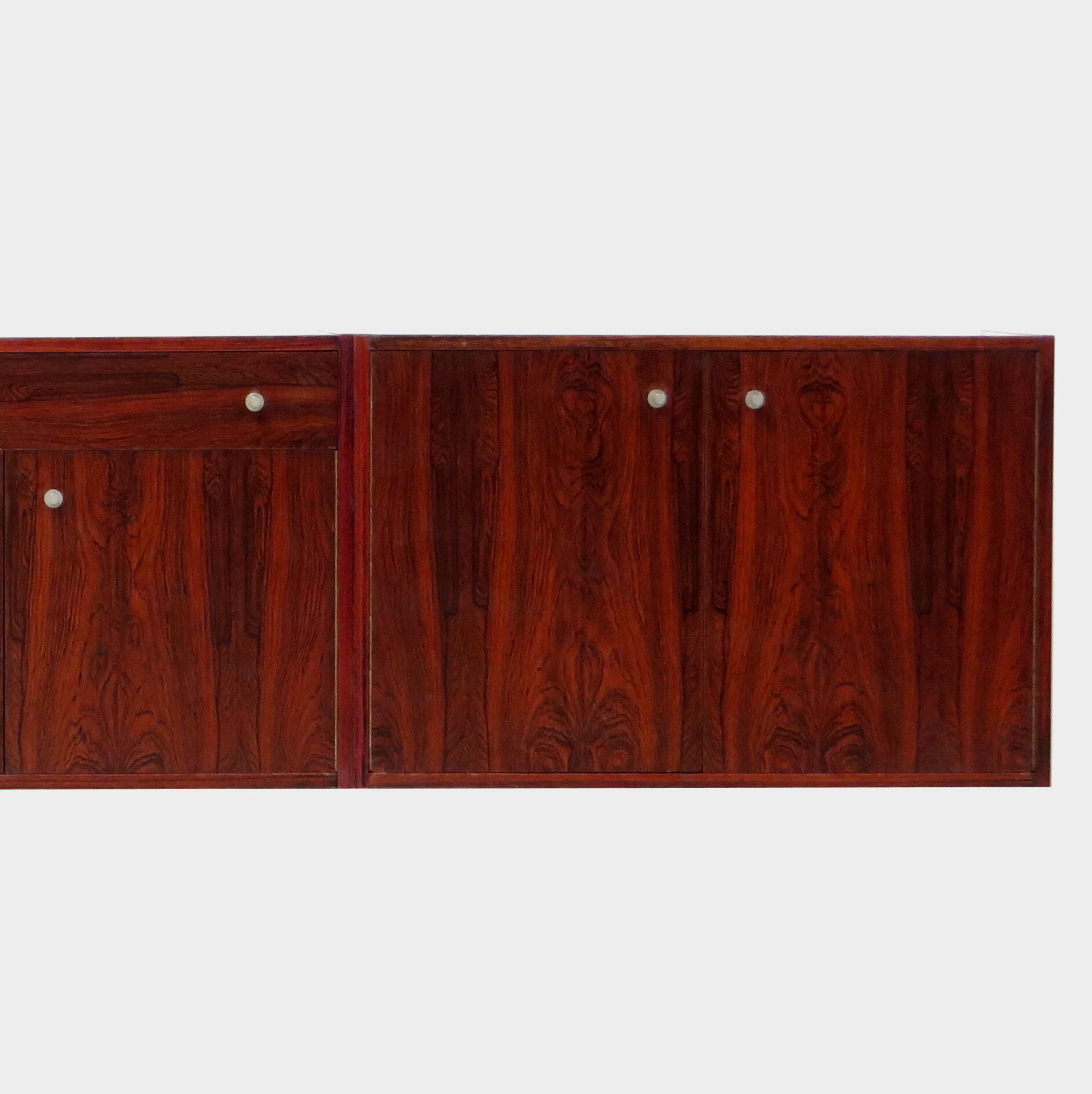 Rosewood wall mounted floating sideboard / TV cabinet / bookcase wall system unit, 1960s
