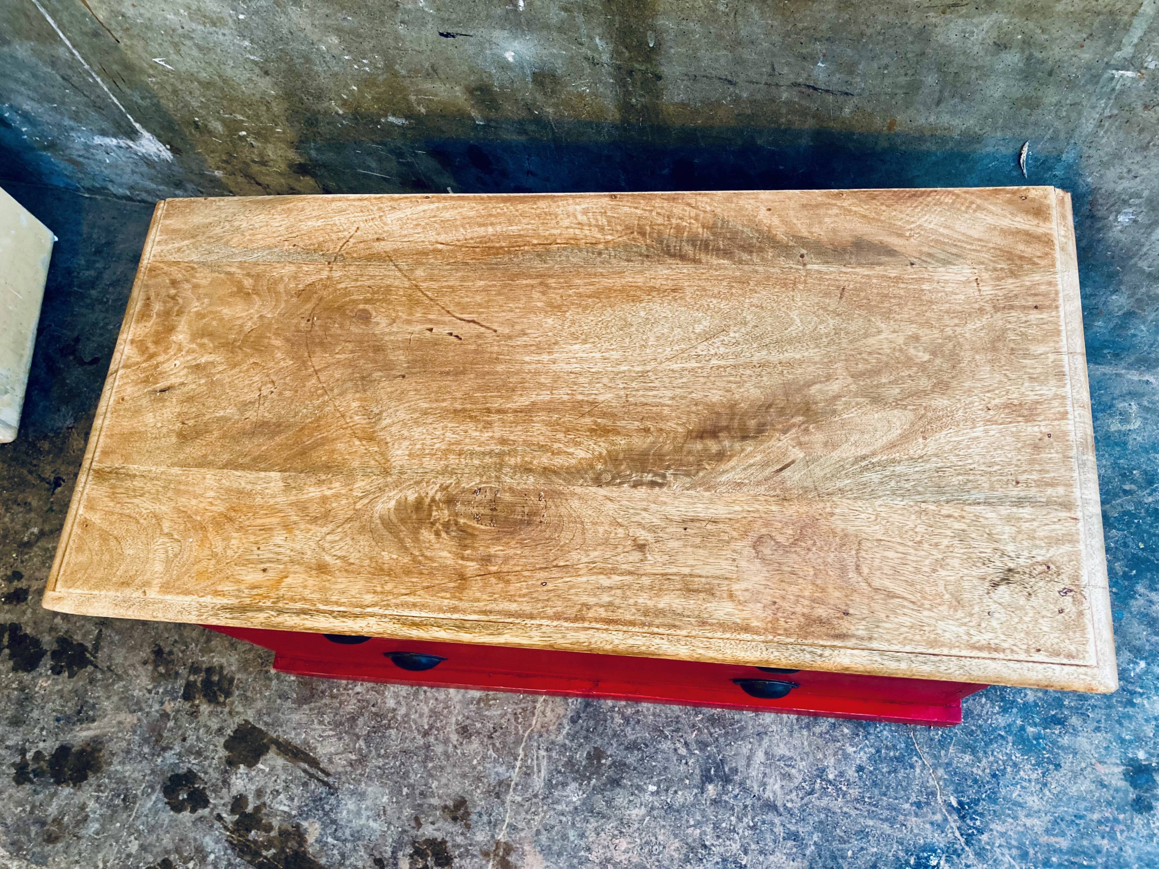 Bright red chest of drawers