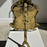 Art Deco style gilded bronze mirror with beveled glass H40cm