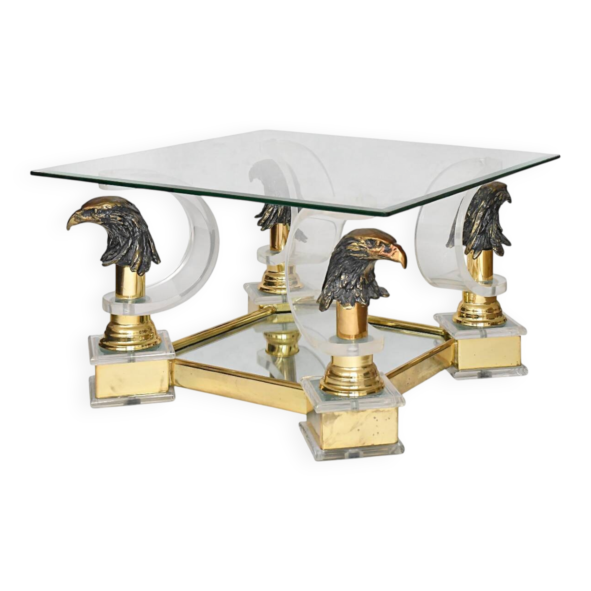 Vintage coffee table with eagles.