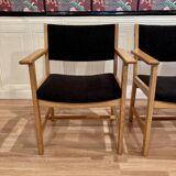Set of 4 armchairs stamped Hans Wegner "Scandinavian design" 1960.