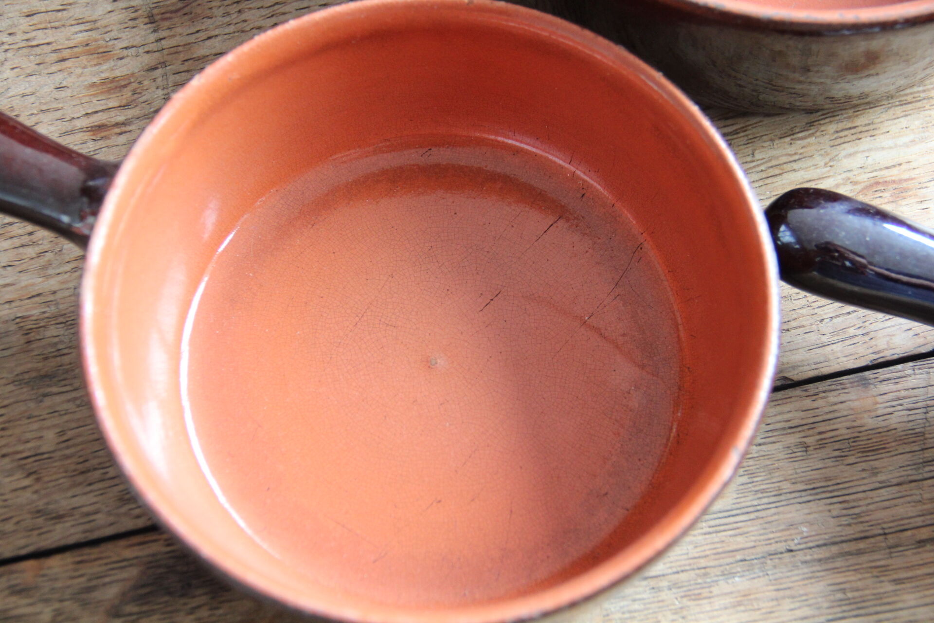 Set of 3 glazed terracotta caquelons