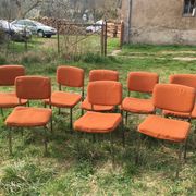LOT of 8 chairs in orange fabric '70s very comfortable