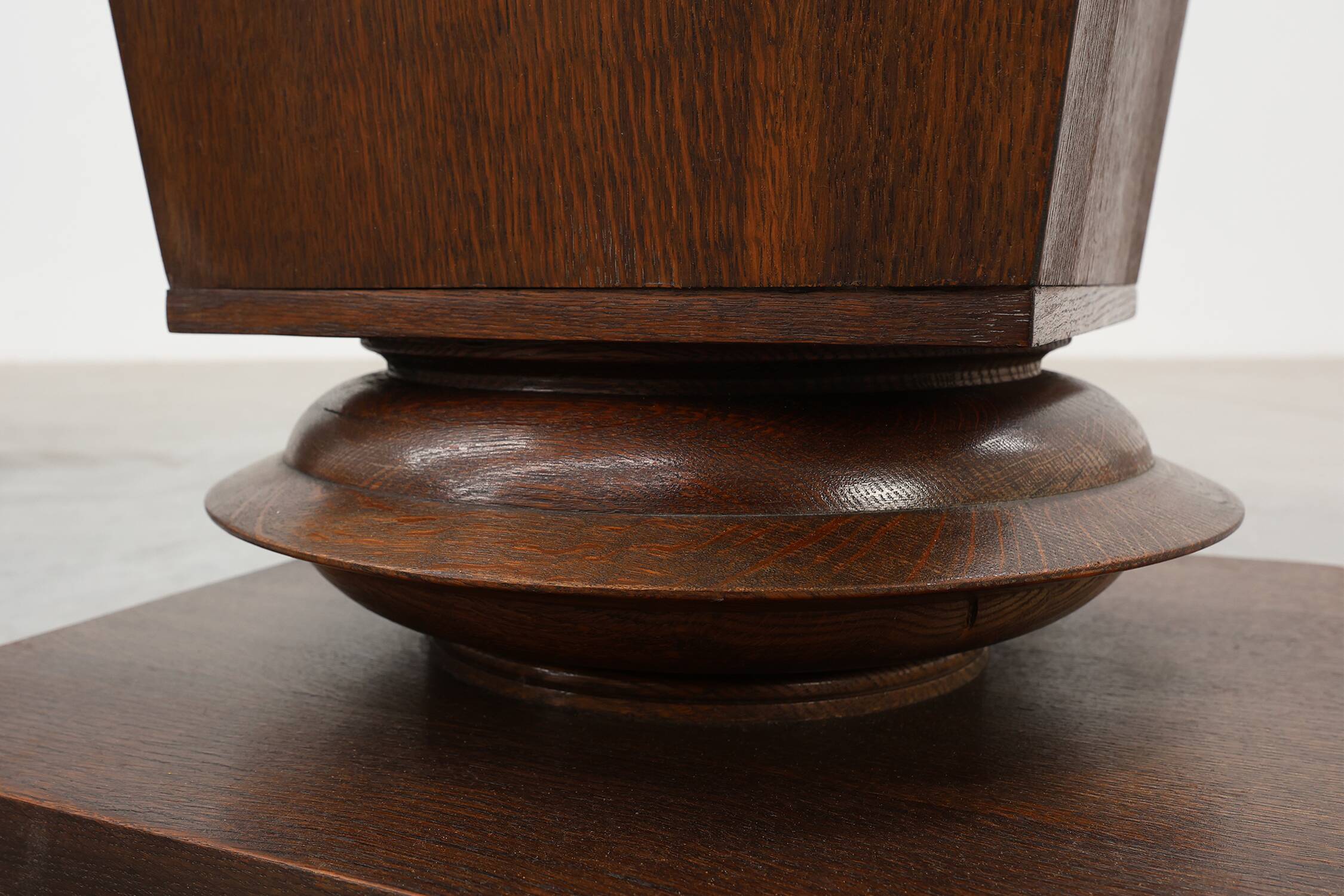 Pair large Art Deco geometric square oak planters, France 1930s