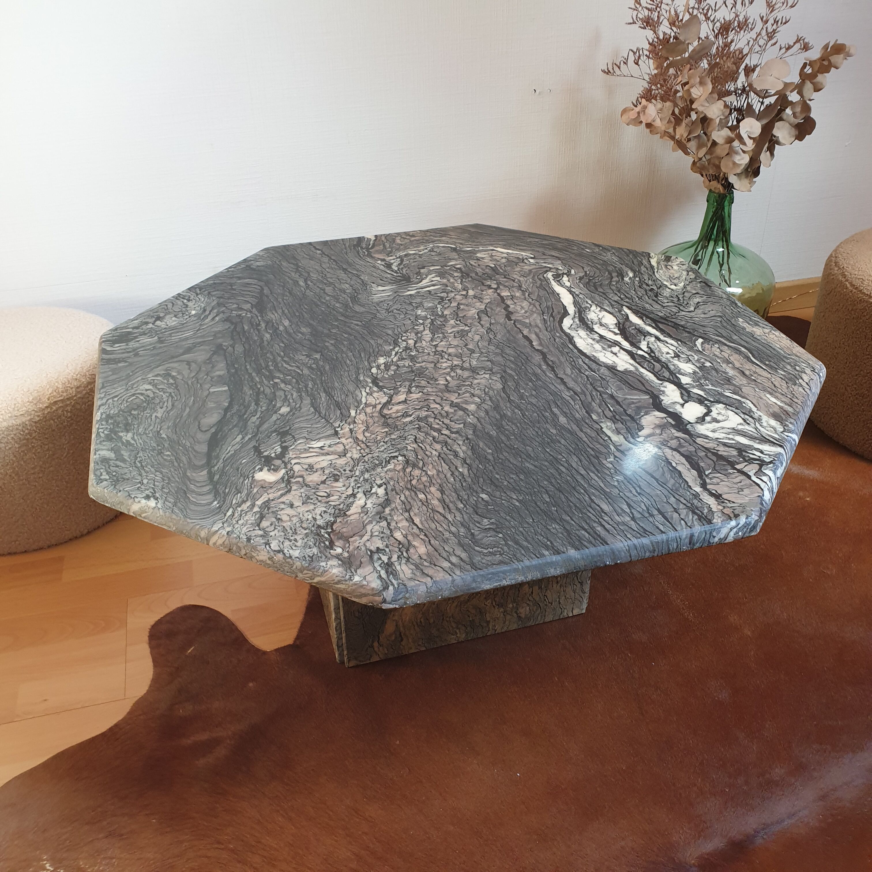 Vintage marble coffee table Rochebobois 70s