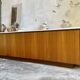 Large vintage sideboard 248 cm – wood & white mineral concrete top –