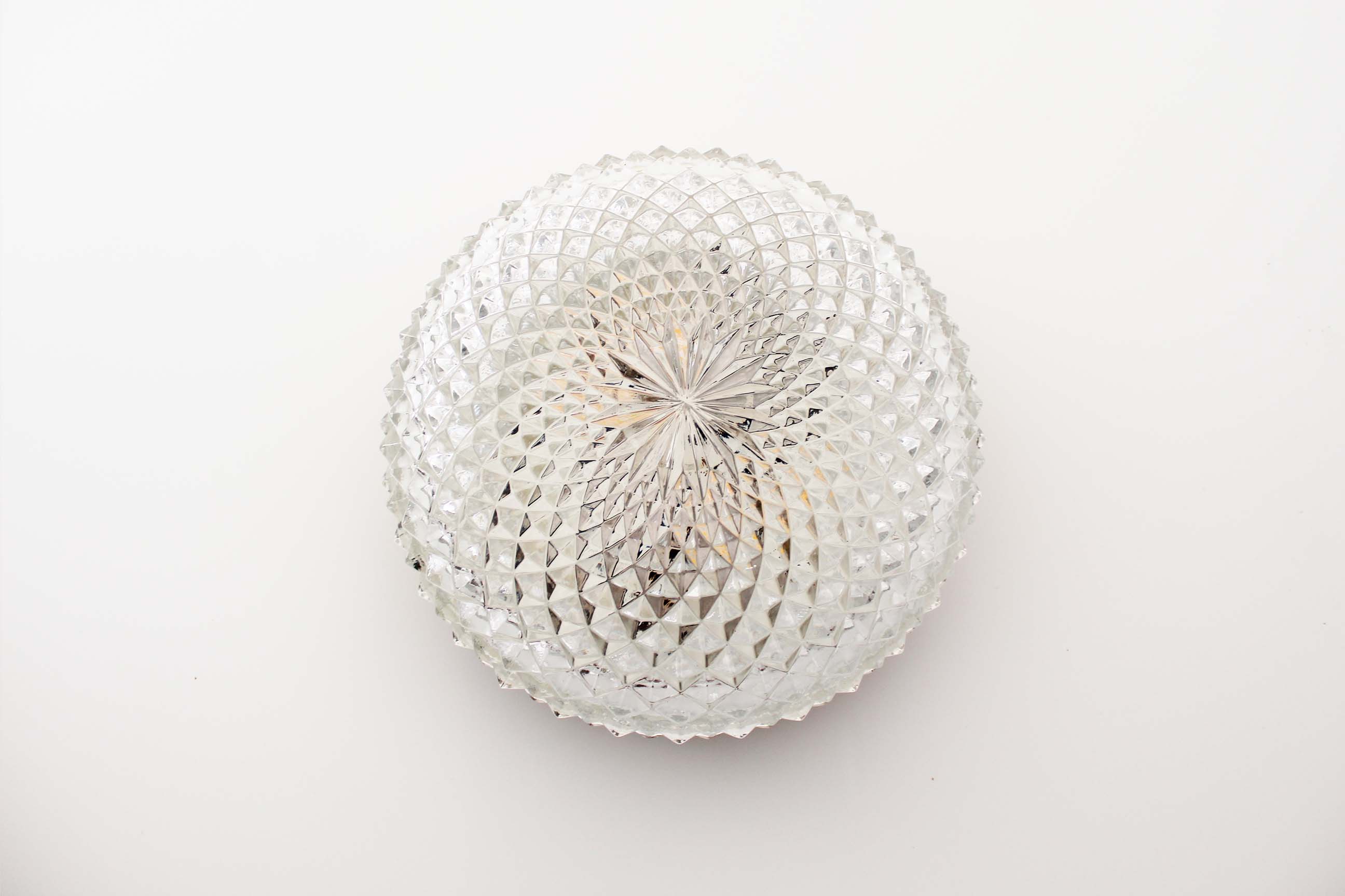 1970's Heavy round crystal glass wall sconce by Massive Belgium