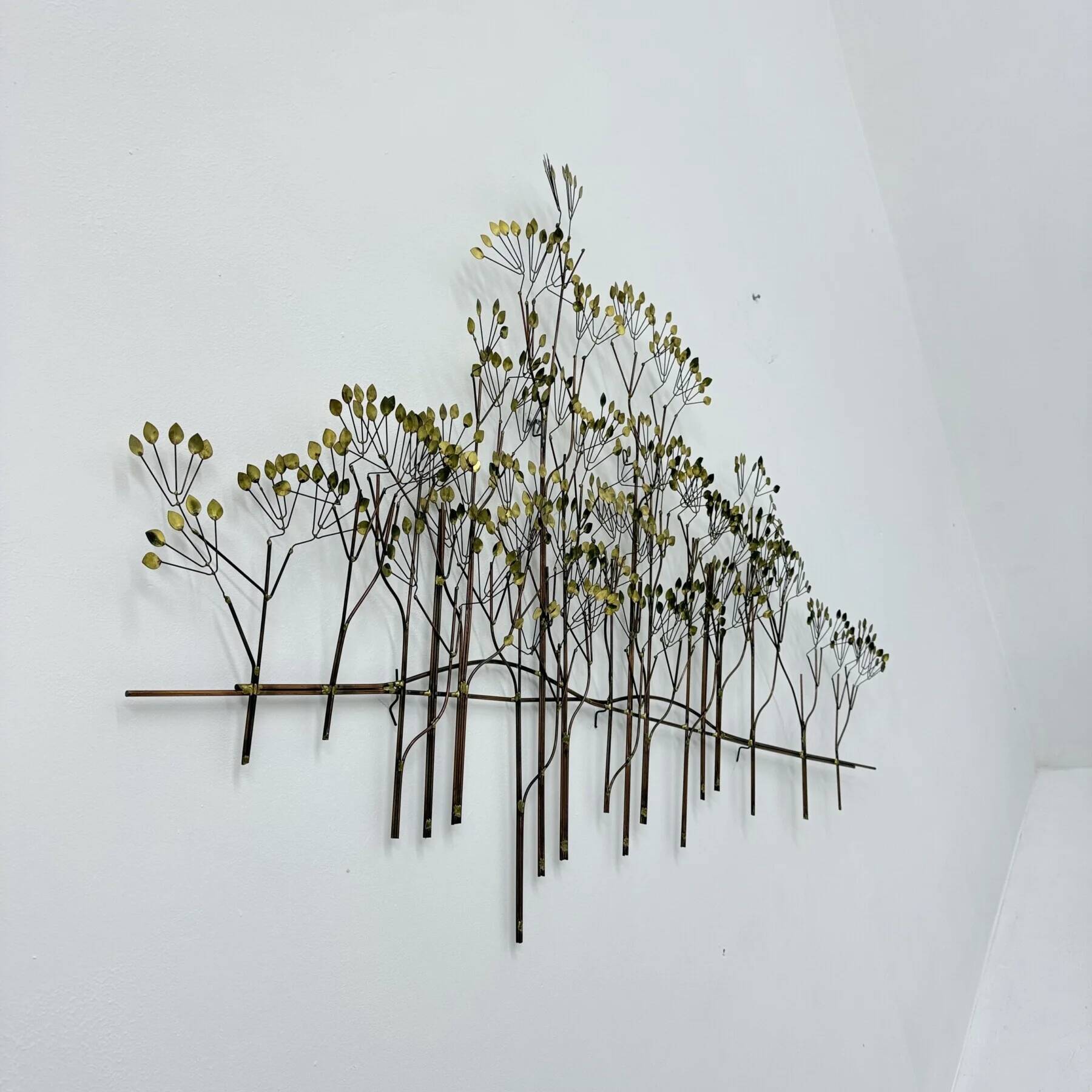 Curtis Jere large midcentury hanging wall forest sculpture "The Elms", 1973