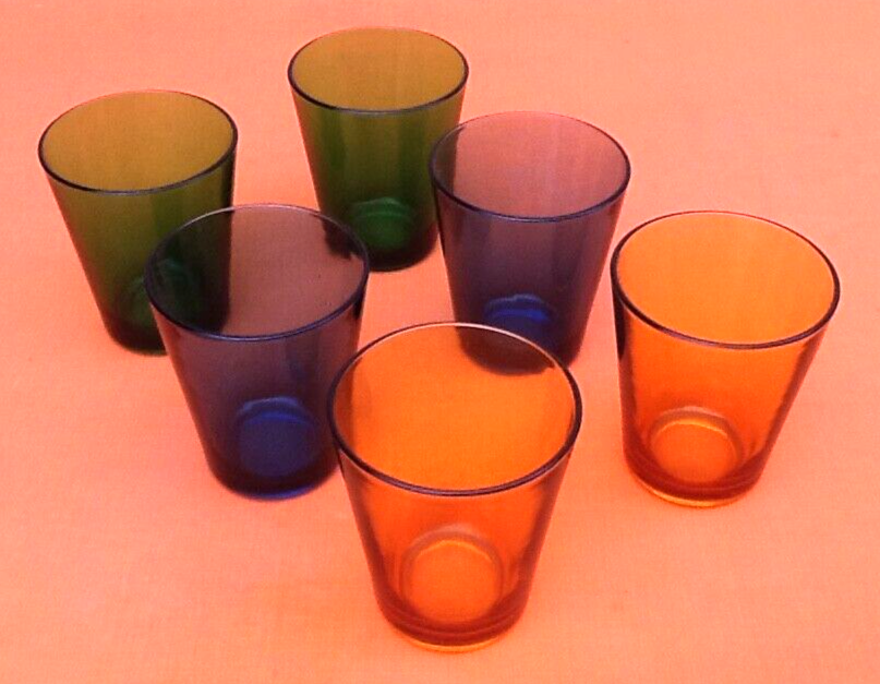 6 verres gobelets colorés Vereco France 1970