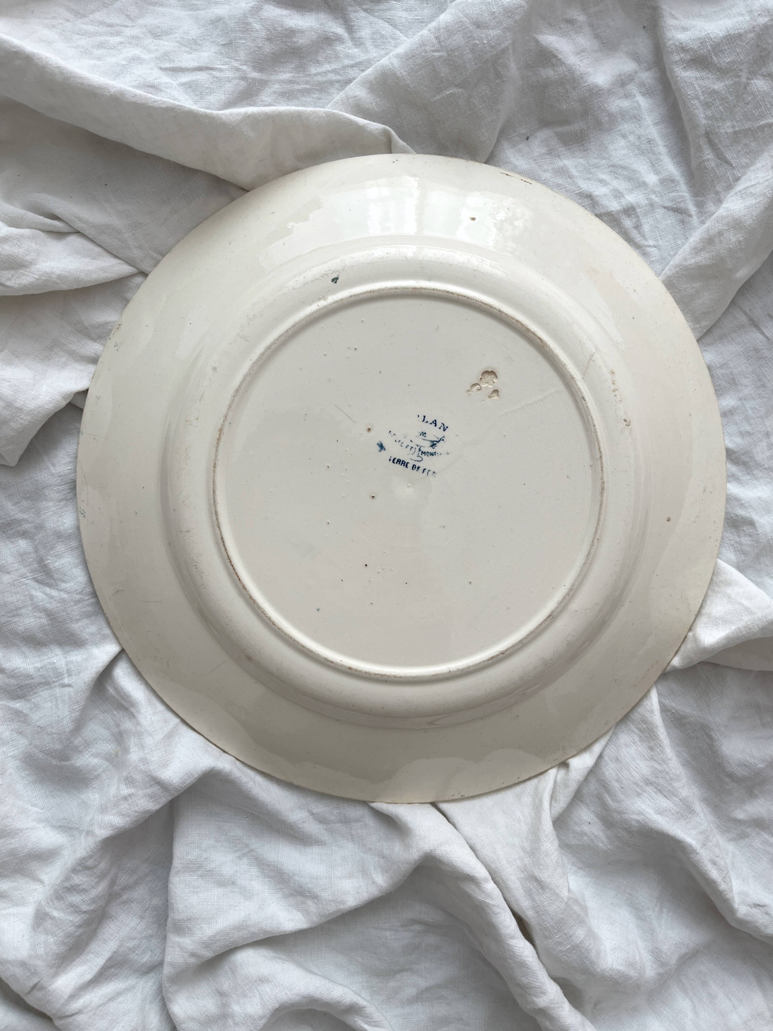 Round ironstone dish "Milan" Creil and Montereau