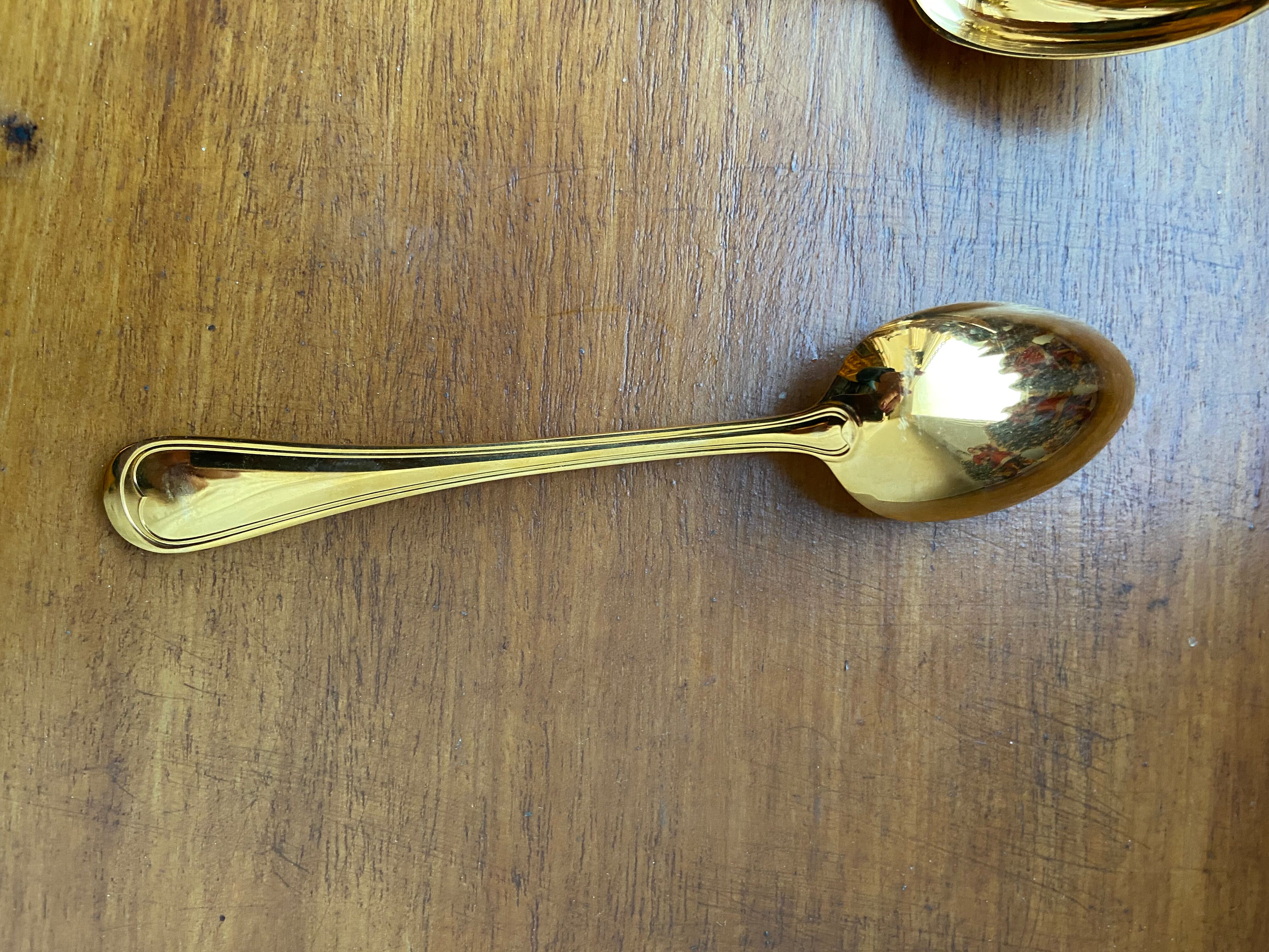 Twelve Golden Metal Coffee Spoons