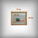 Painting "Boat at Low Tide", signed J-P. Guinegault – 2nd part of the 20th century