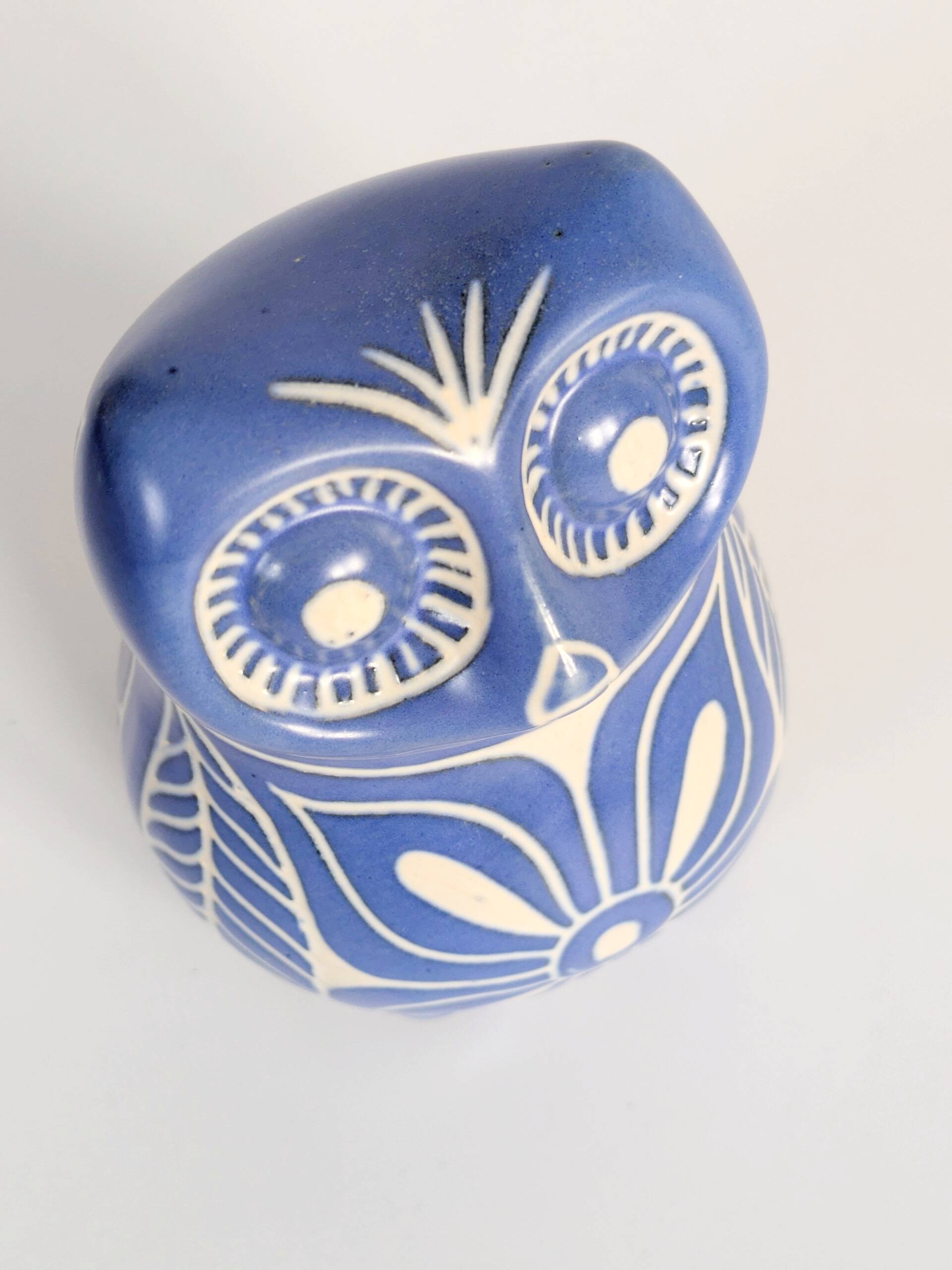 Midcentury ceramic owl figurine, Pablo Zabal, Chile, 1970s.
