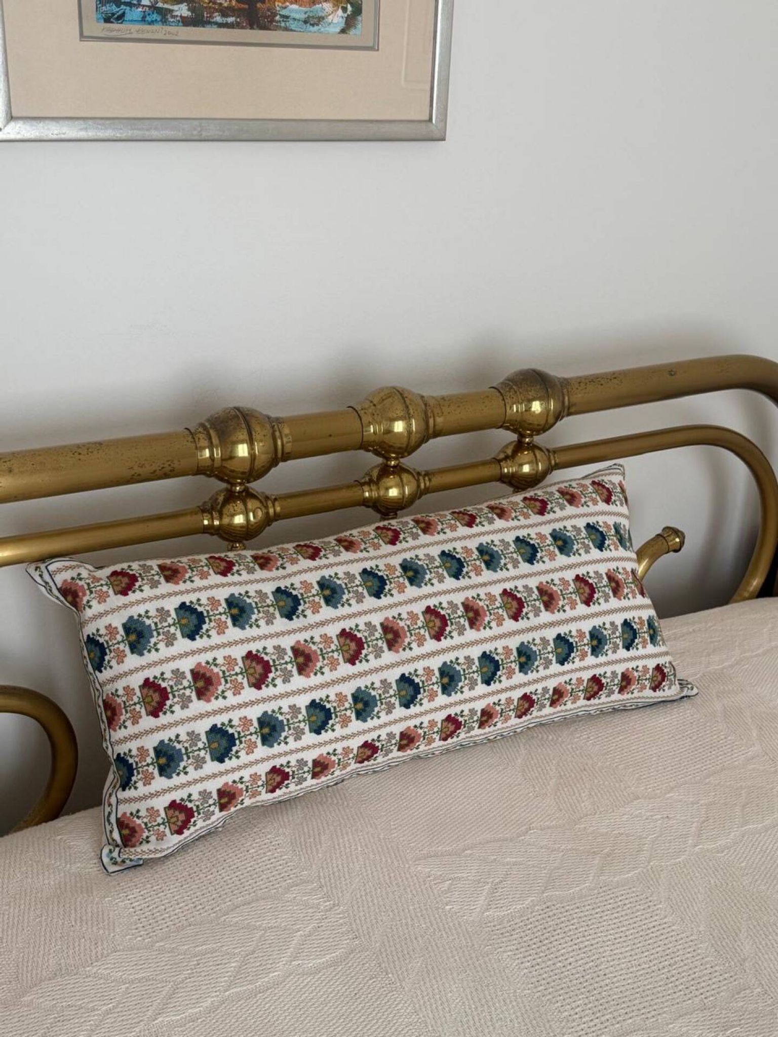 Coussin exceptionnel en textile grec vintage tissé à la main, des années 1950-1970.