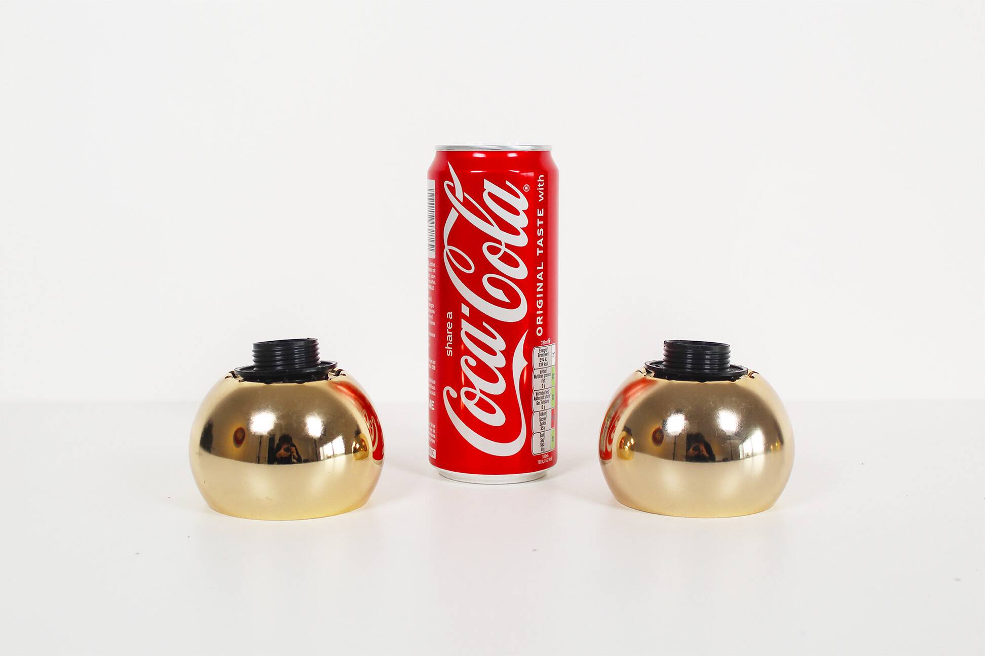Set (2) of petite playful brass ‘ball’ wall lights, Italy 1970’s