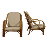 Paire fauteuils rotin Audoux Minnet