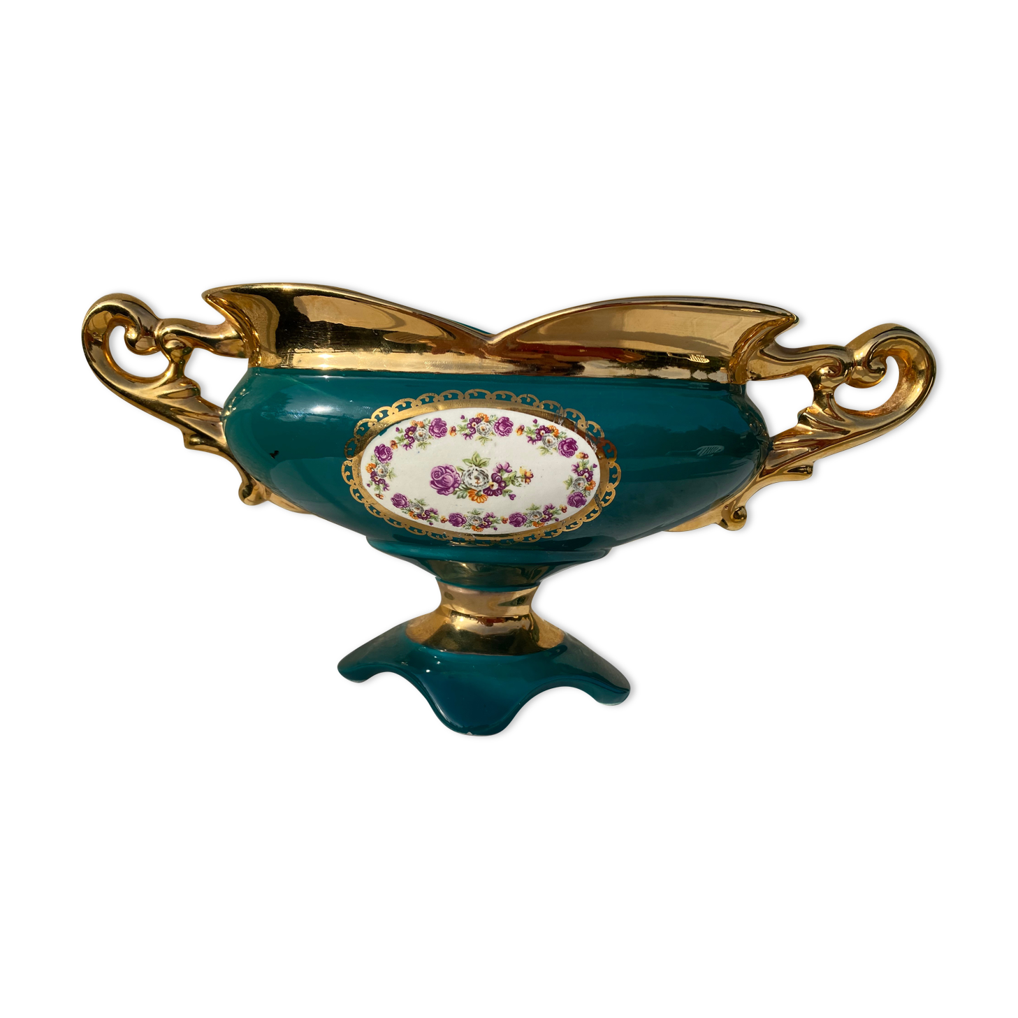 Vintage porcelain rose planter vase