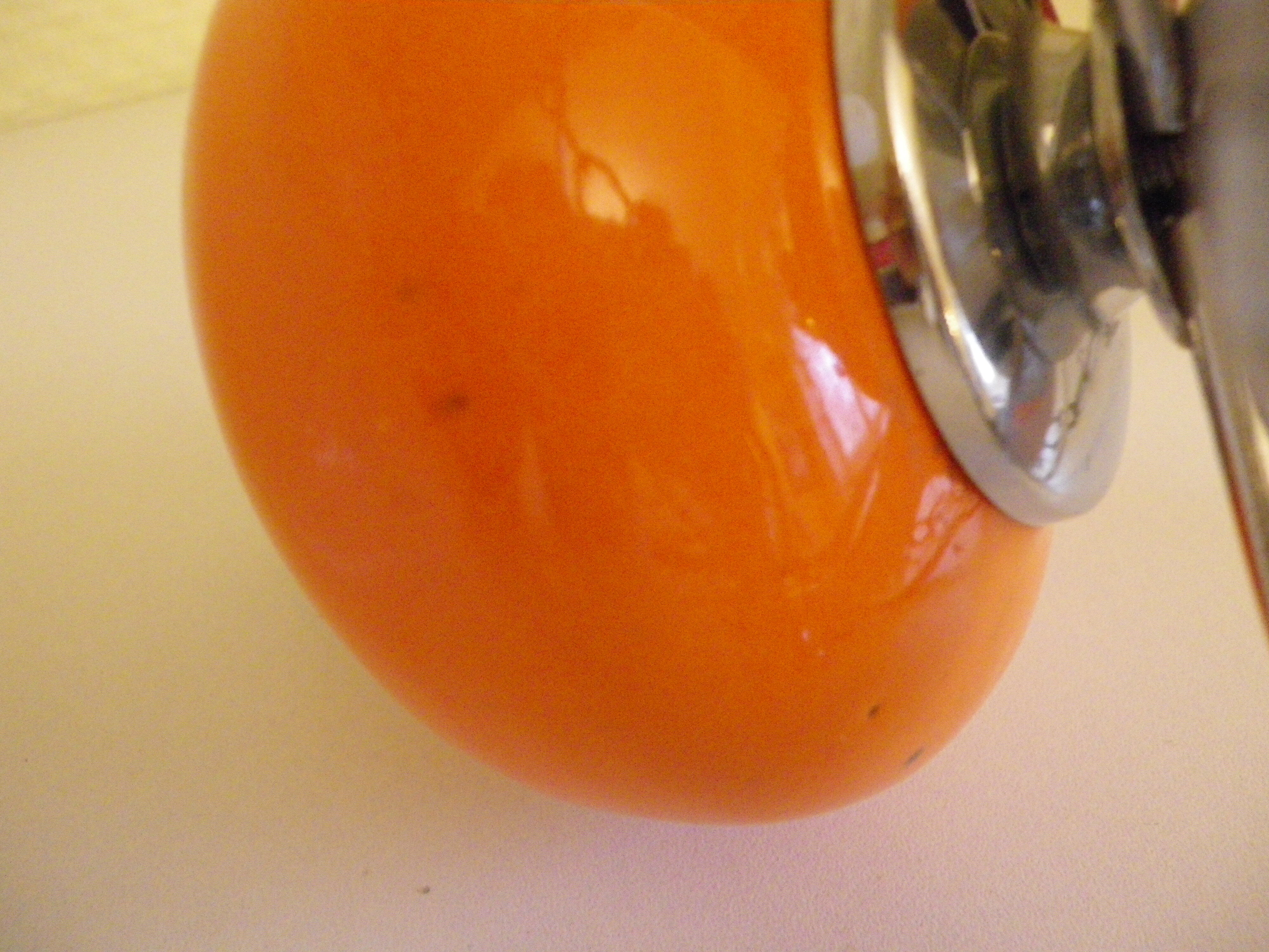 Vintage hanging from the 70s with chrome frame and enamelled orange ball finish