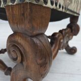 1950s, Scandinavian highback armchair, furniture fabric, oak wood.