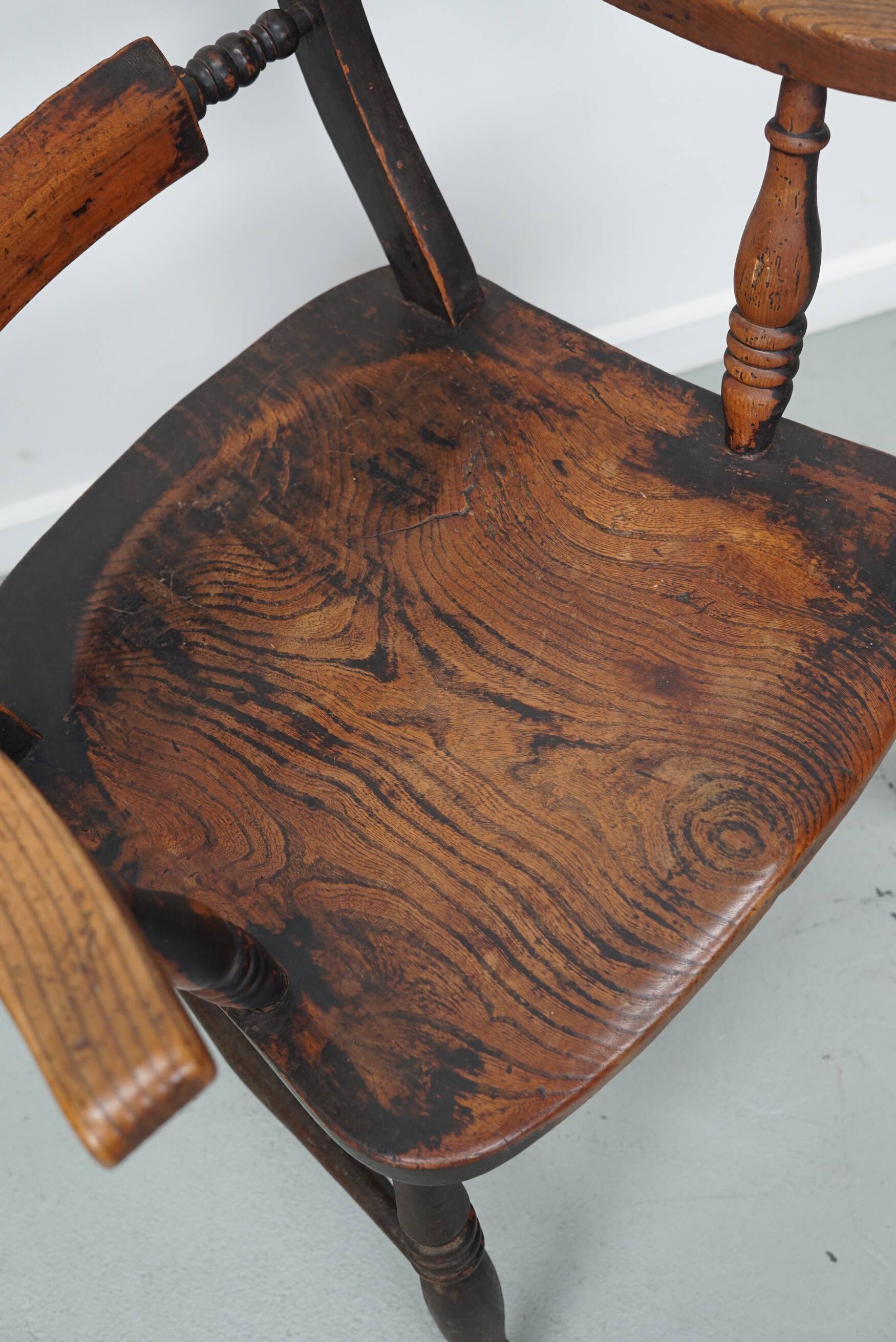 Pair of Antique Oxford Chairs, Windsor, Lath Back, Armchair, Elm, 19thc