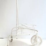 Serving / Rolling bar in white lacquered perforated metal in the style of Matégot Vintage from the 1950s