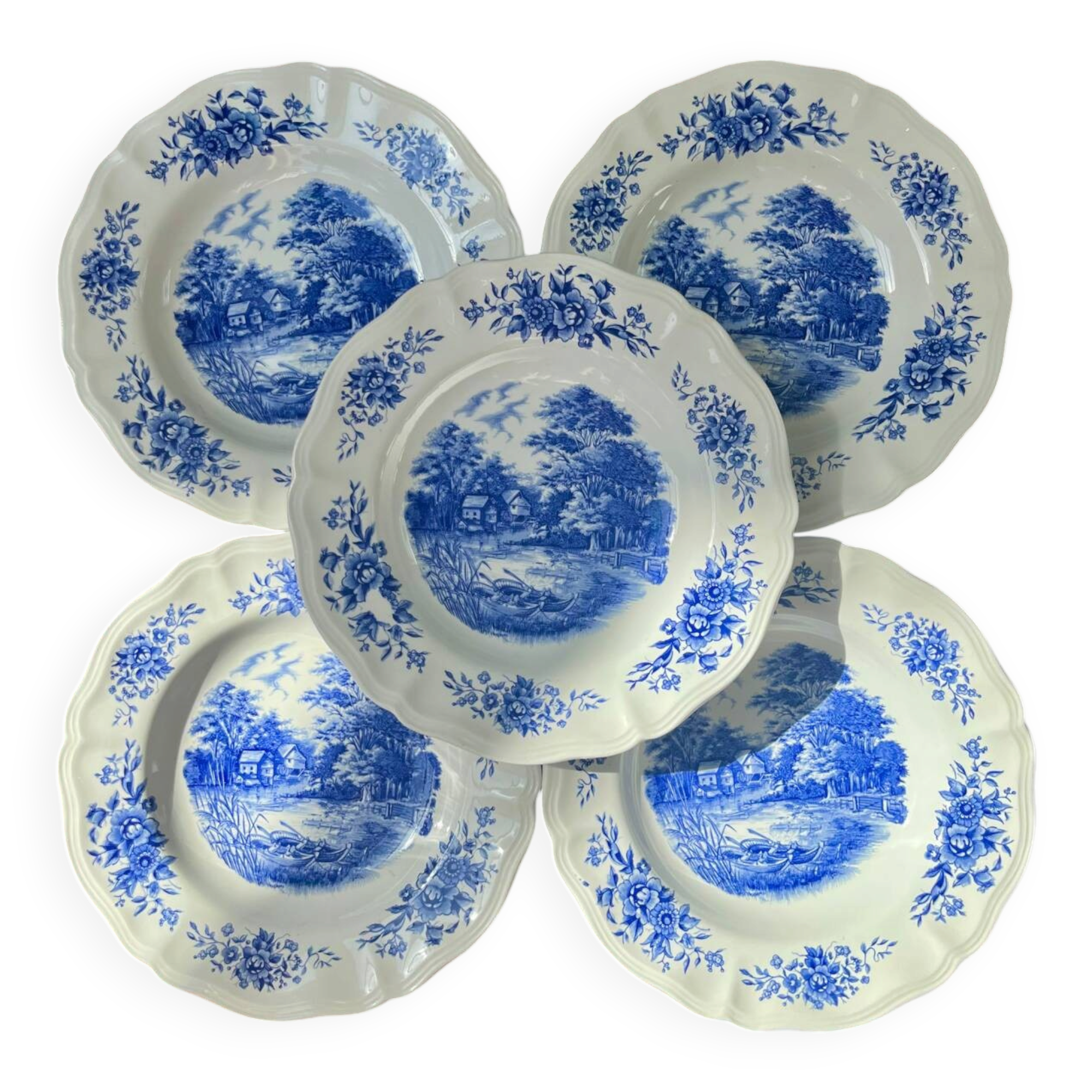 Deep plates Sarreguemines Romantic blue decor