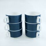 Blue porcelain coffee set - Pyroblan Sarreguemines France - vintage 80s
