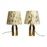 Pair of large extraordinary heavy Mid Century brass table lamps