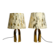 Pair of large extraordinary heavy Mid Century brass table lamps