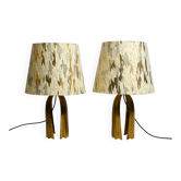 Pair of large extraordinary heavy Mid Century brass table lamps