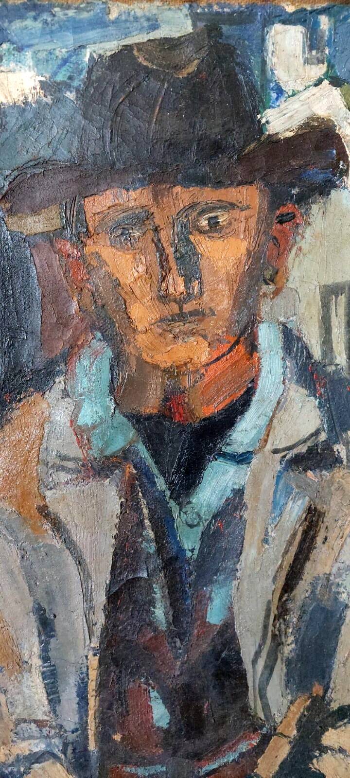 Large oil on canvas Ferruccio Ferri - 1955 - "The Fisherman" canvas 105x75 cm