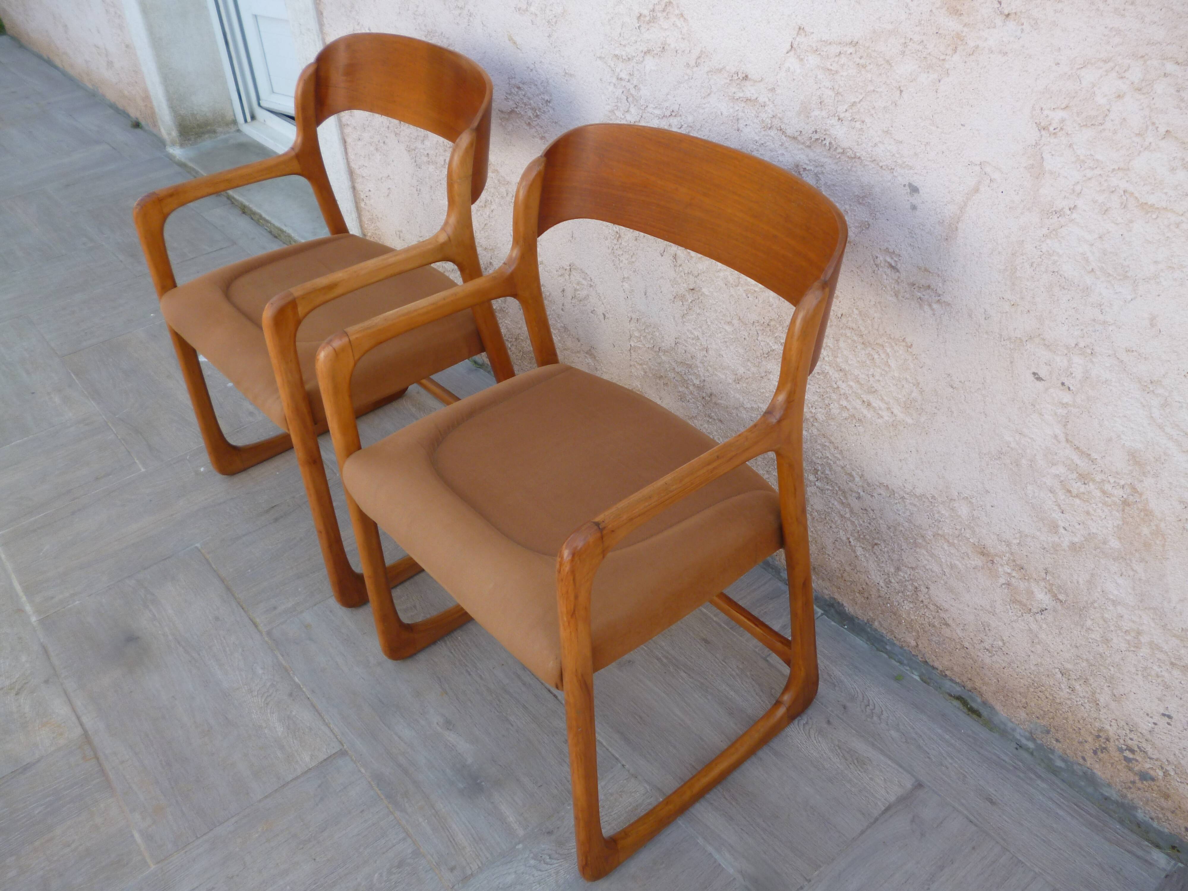 Pair of Baumann armchairs model sled