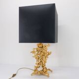 Hollywood Regency lamp base in exploded bronze and quartz Claude Victor Boeltz 1980